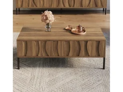 Mesa de centro moderna em estilo retrô - 105 x 55 x 41 cm - com 2 gavetas - MDF + aglomerado - cor natural