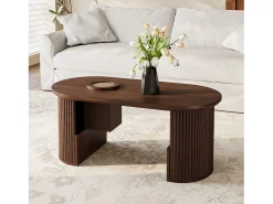 Mesa de centro moderna em estilo retrô - 105 x 50 x 46,5 cm - em nogueira com textura vertical - com espaço de armazenamento - MDF - marrom