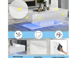 Mesa de centro moderna laqueada - 100 x 60 x 33,5 cm - com 2 gavetas - aglomerado - branca
