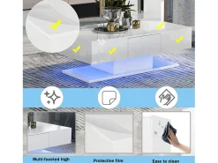 Mesa de centro moderna laqueada - 100 x 60 x 33,5 cm - com 2 gavetas - aglomerado - branca