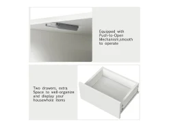 Mesa de centro moderna laqueada - 100 x 60 x 33,5 cm - com 2 gavetas - aglomerado - branca
