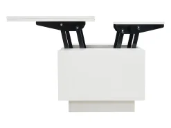 Mesa de centro multifuncional elevável com armazenamento oculto, branco puro, estrutura de MDF