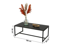 Mesa de centro na cor preta, estilo clássico, dimensões 100x50x36cm.