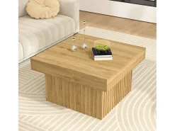 Mesa de centro natural, aglomerado e MDF, 79x79x46cm