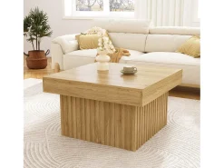 Mesa de centro natural, aglomerado e MDF, 79x79x46cm