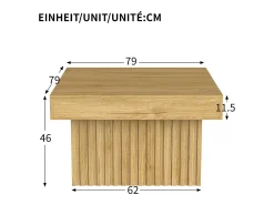 Mesa de centro natural, aglomerado e MDF, 79x79x46cm