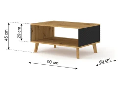 Mesa de centro Nexa madeira e preto 45cm