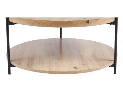 Mesa de centro NORWYN – Cor carvalho envelhecido – Mesa de centro redonda Ø80 cm – MDF – Design original