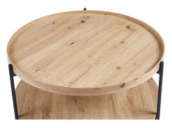 Mesa de centro NORWYN – Cor carvalho envelhecido – Mesa de centro redonda Ø80 cm – MDF – Design original