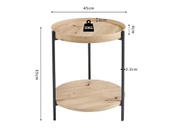 Mesa de centro NORWYN – Cor carvalho envelhecido – Mesa de centro redonda Ø45 cm – MDF – Design compacto e original