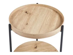 Mesa de centro NORWYN – Cor carvalho envelhecido – Mesa de centro redonda Ø45 cm – MDF – Design compacto e original