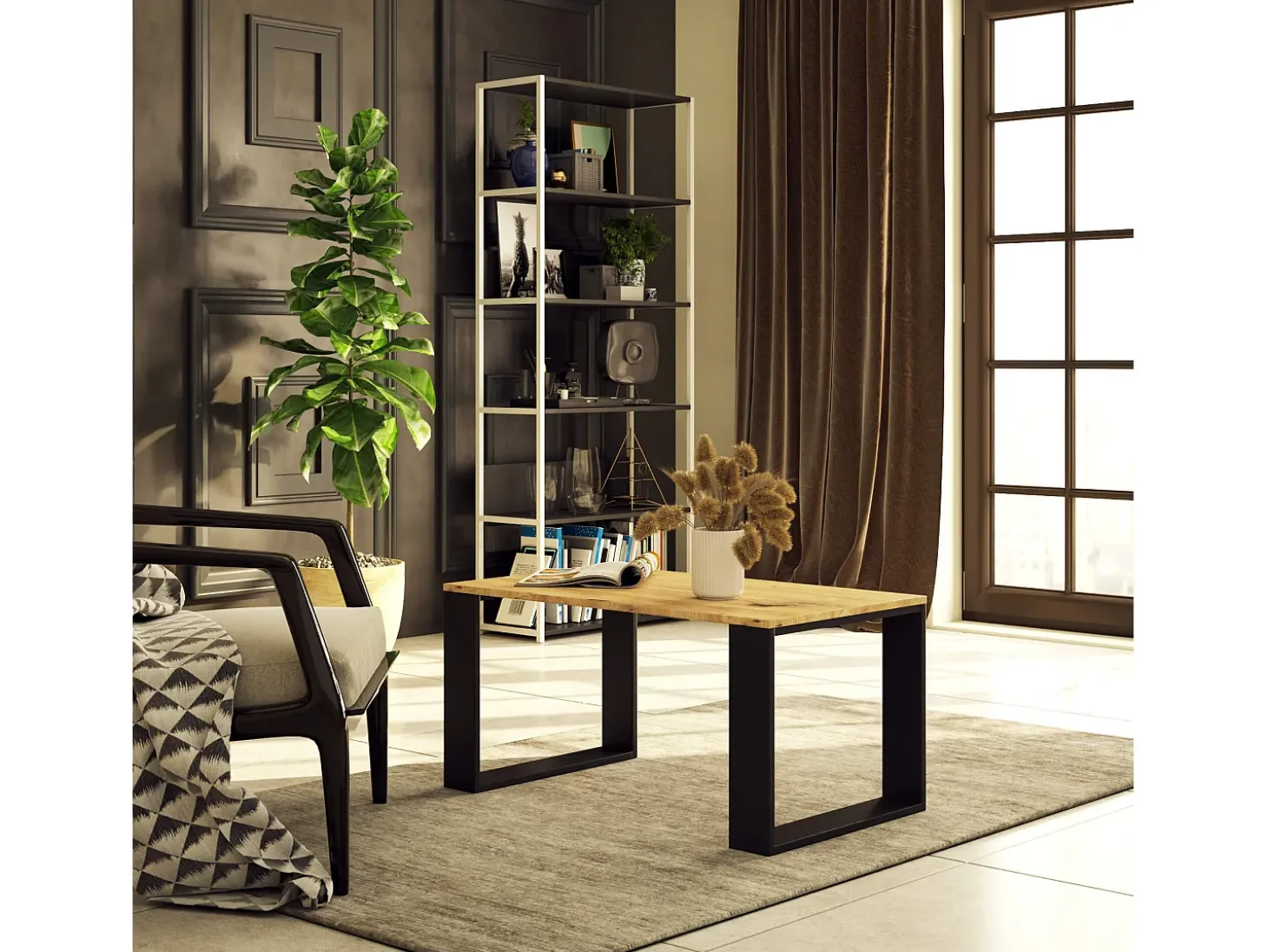 Mesa de Centro NOX Carvalho Artisan/Preto