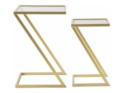 Mesa de centro Ono, Mesa de centro baixa, Porta-revistas para sofá, Estante de sala, 40x40 h60 cm, Dourado
