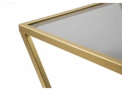 Mesa de centro Ono, Mesa de centro baixa, Porta-revistas para sofá, Estante de sala, 40x40 h60 cm, Dourado