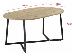 Mesa de centro oval 100 x 60 x 47 cm com efeito de carvalho preto 03_0008519