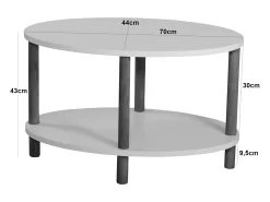 Mesa de centro oval 43 x 70 x 44 cm mármore preto 03_0008481
