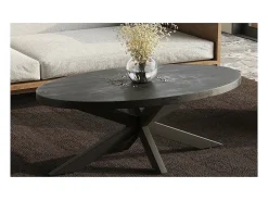 Mesa de centro oval coleção MADEIRO preta.