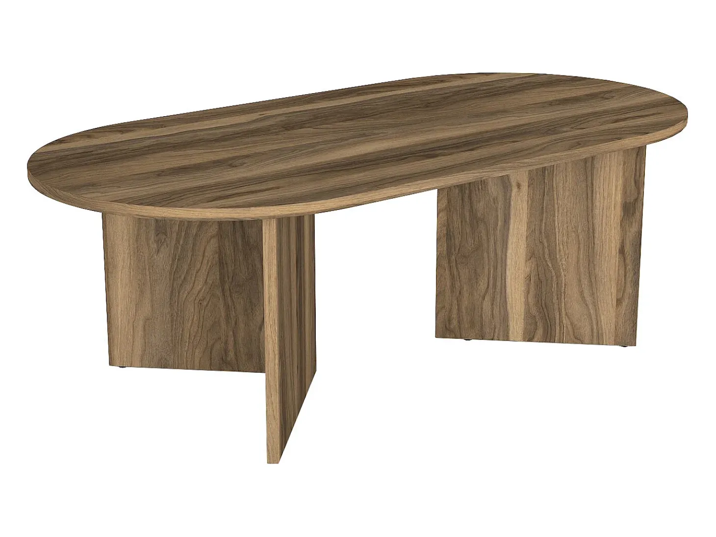 Mesa de centro oval de cor natural escura - TOPANIA
