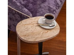 Mesa de centro oval em mármore bege