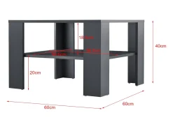 Mesa de centro para sala de estar 60 x 60 x 40 cm cinza escuro 03_0008434