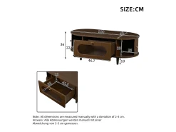 Mesa de centro para sala de estar - 100 x 50 x 36 cm - com 1 gaveta + portas de correr - MDF - marrom