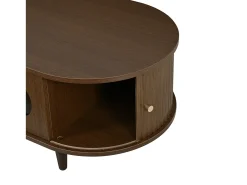 Mesa de centro para sala de estar - 100 x 50 x 36 cm - com 1 gaveta + portas de correr - MDF - marrom