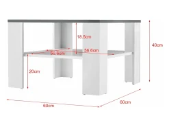 Mesa de centro para sala de estar 60 x 60 x 40 cm branca e cinza escuro 03_0008433