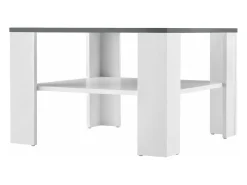 Mesa de centro para sala de estar 60 x 60 x 40 cm branca e cinza escuro 03_0008433