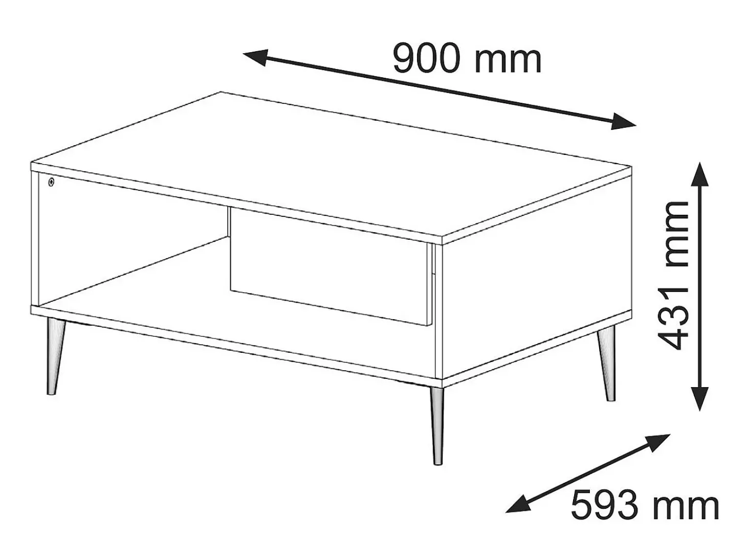 Mesa de centro Philaé branco e preto 43cm