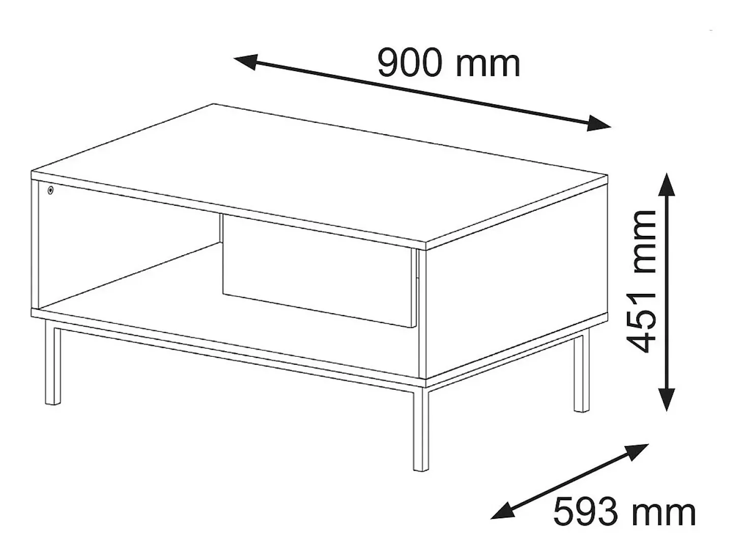 Mesa de centro Philaé preto 43cm