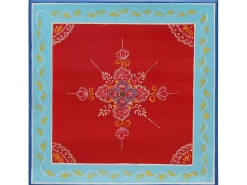 Mesa de centro pintada à mão mangueira maciça vermelho PT125199