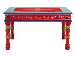 Mesa de centro pintada à mão mangueira maciça vermelho PT125199