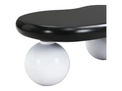 Mesa de centro preta - Mesa de centro com luzes LED e pés redondos brancos - design em forma de nuvem - para sala de estar e quarto de criança
