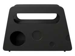 Mesa de centro preta com rodas e arrumação, design redondo 81x33x51,5cm