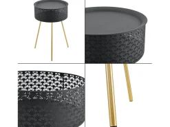 Mesa de centro preta e dourada 65 x 40 cm 03_0008439
