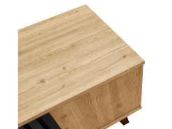 Mesa de centro preta natural e clara com funções de arrumação versáteis, 100x60x45cm