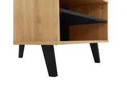 Mesa de centro preta natural e clara com funções de arrumação versáteis, 100x60x45cm