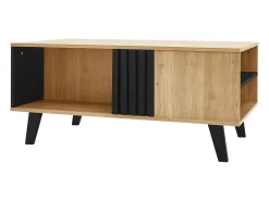 Mesa de centro preta natural e clara com funções de arrumação versáteis, 100x60x45cm
