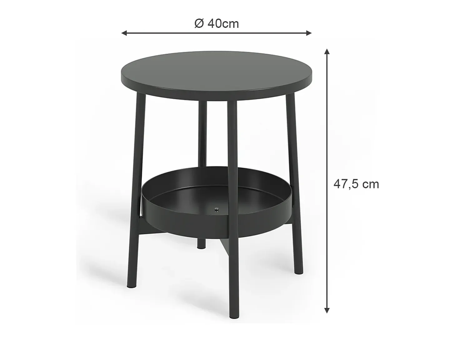 Mesa de centro preto 40x40x47.5 riono