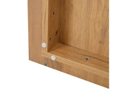 Mesa de centro quadrada branca e nogueira com 3 gavetas, acabamento em madeira 70 x 70 x 31,5 cm