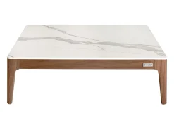 Mesa de centro quadrada em porcelana, mármore e nogueira 2042 ANGEL CERDA