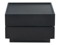 Mesa de centro quadrada giratória com 2 gavetas, preta