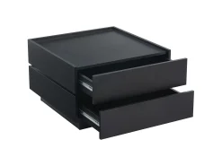 Mesa de centro quadrada giratória com 2 gavetas, preta