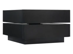 Mesa de centro quadrada giratória com 2 gavetas, preta