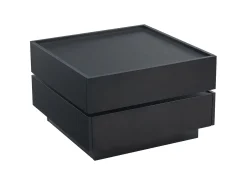 Mesa de centro quadrada giratória com 2 gavetas, preta