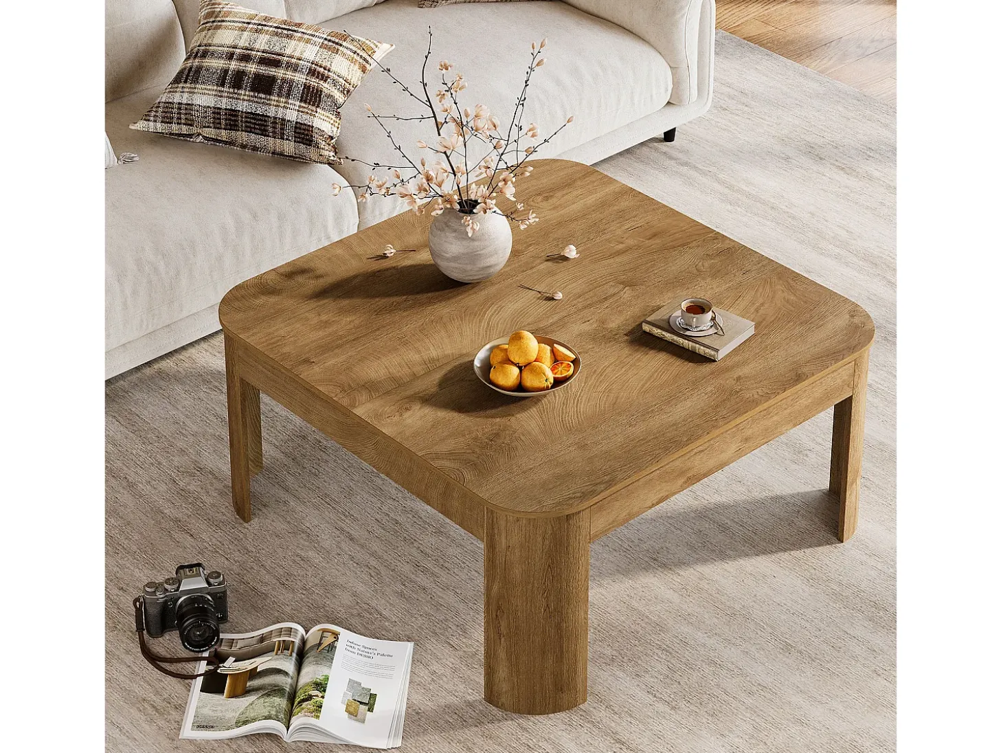 Mesa de Centro Quadrada, Mesa Simples de 100cm para Sala de Estar