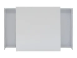 Mesa de centro quadrada 70x70x41cm com 2 gavetas e LED, corpo em laca branca brilhante