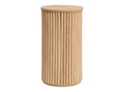 Mesa de centro redonda - Conjunto de 2 - Riscas verticais - Cor madeira - Para sala e quarto