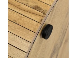 Mesa de centro redonda - Conjunto de 2 - Riscas verticais em madeira