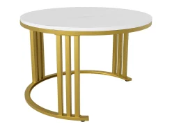 Mesa de centro redonda 2 em 1 - 70 x 70 x 46 cm + 50 x 50 x 40 cm - Combinação de mesa de centro com 2 gavetas - MDF - preto